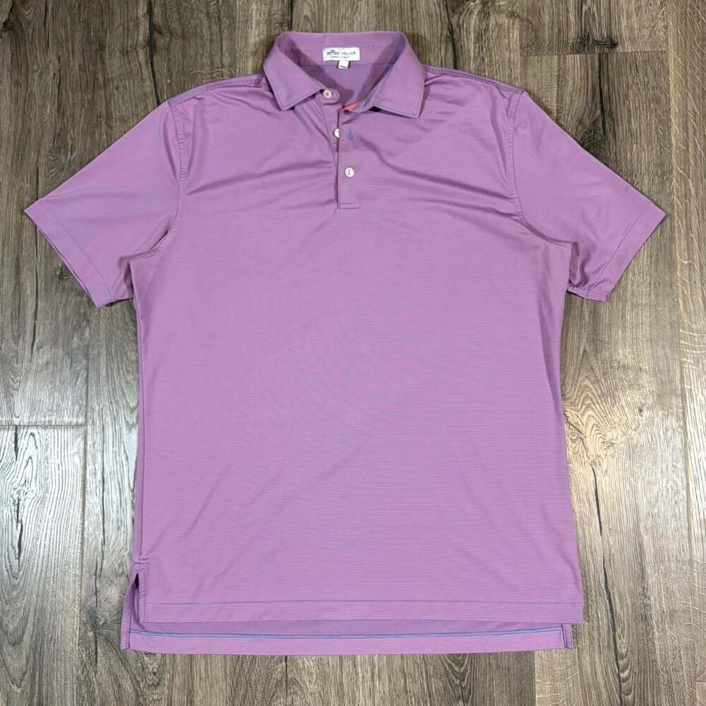 Peter Millar Summer Comfort Polo Shirt Size M Purple Striped